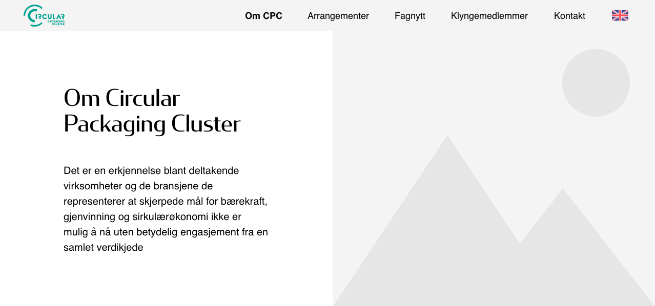 Illustrasjon av skisser til Circular Packaging Cluster sin nettside, Om Circular Packaging Cluster siden.